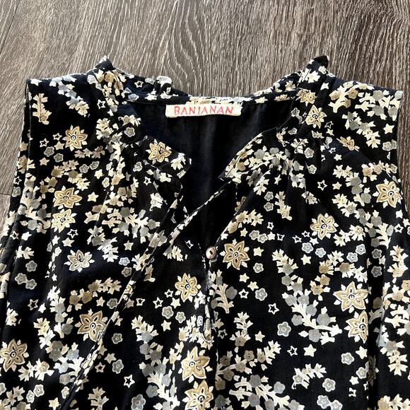 EUC Banjanan Floral Maxi Dress Size Small Black 100% Cotton Sleeveless Layering - Picture 10 of 15